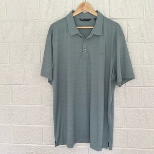 Travis Mathew Men’s Micro Stripe Heater Golf Polo Shirt Green 2XL / XXL